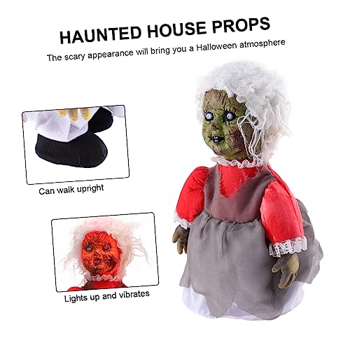 Kisangel Halloween Voice Activated Induction Gruselpuppe mit Leuchtenden Augen und Automatischem Gehen Horror Dekoration für Haunted House Halloween Party und Außenbereich Ohne Batterie von Kisangel