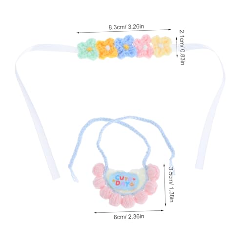 Kisangel Handgestricktes Puppen-Outfit mit Blumen-Stirnband und Spucktuch Passend für Sammlerpuppen Plüschtiere Dekorative Stofftier-Kleidung von Kisangel