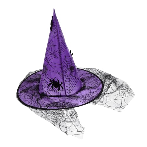 Kisangel Hexen Hut Funkeln Cosplay Halloween -dekorationen Erwachsene Für Halloween Hängende Hexenhüte Kappe Leuchtender Hexenhut Quaste Zerzaust Violett Spitze von Kisangel