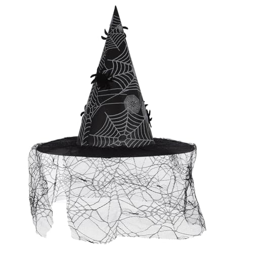Kisangel Hexen Hut Halloween-Hexenhüte spitz hängende Hexenhüte zerzaust Kappe Hexenrequisite Hexen-Cosplay-Hut geschmeidiger Hexenhut kreativer Hexenhut Vliesstoff Black von Kisangel
