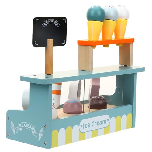 Kisangel Holz Eiscreme Shop Spielset für Mädchen Ab Jahren Vielfältigem Zubehör Pädagogisches Rollenspiel für Soziale und Motorische Fähigkeiten Sicheres Langlebiges Material von Kisangel