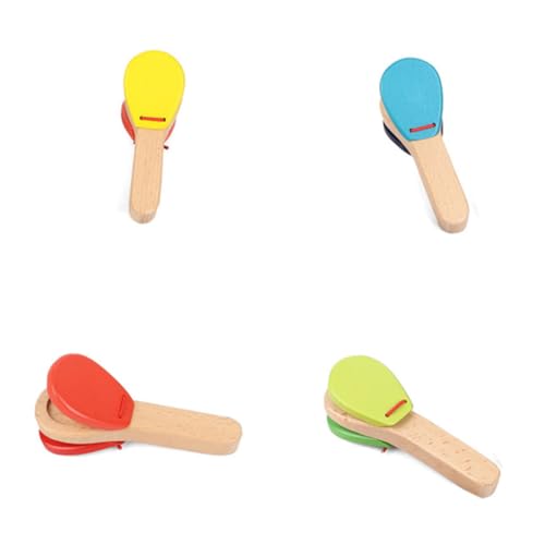 Kisangel Holz Klappinstrument Musikspielzeug mit Langem Griff Leichter Handlicher Kastagnettenklapper für Kleinkinder Pädagogisches Rhythmusspielzeug Blau Fördert Musikalisches Talent und von Kisangel