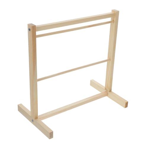 Kisangel Holz Mini Kleiderständer Stabiler Mini Kleiderbügel mit Doppeltem Regal Vielseitig für Puppenkleidung Langlebiger Holzhalter Modisches Design für Puppen Zubehör von Kisangel
