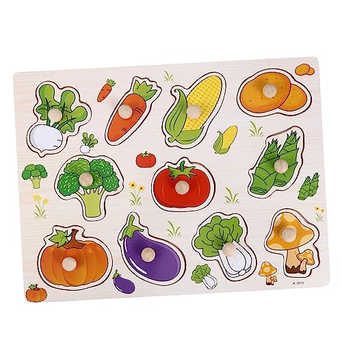 Kisangel Holz Puzzle Gemüse Steckpuzzle Kinderpuzzle Lernspielzeug für Kleinkinder Jungen Mädchen Montessori Pädagogisches Holzspielzeug von Kisangel