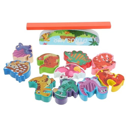 Kisangel Holz Stapelspielzeug Dinosaurier Balancespiel für Kleinkinder Holzbausteine Montessori Lernspielzeug zur Feinmotorik Kreativität Ab Jahr von Kisangel
