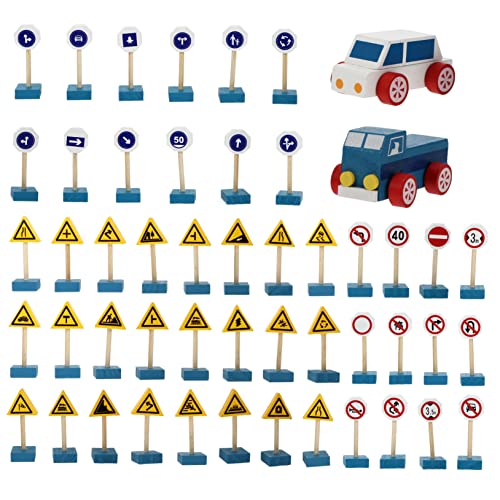 Kisangel Holz Verkehrsschilder Sicheres für Verkehrserziehung Realistische Designs Fördert Kreativität und Vorstellungskraft für Spielerisches Lernen von Kisangel