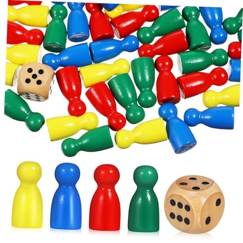 Kisangel Holz mit Würfel Kleine Kindgerechte Brettspiel Figuren Stabile Glatte Holzmarkierungen für Familien Partyspiele Vielseitig für Diverse Spielbretter Geeignet von Kisangel