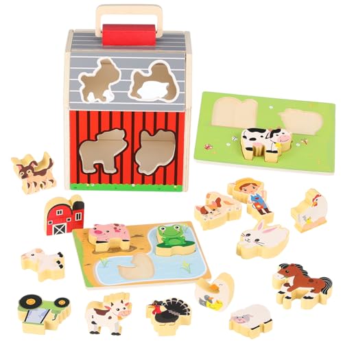 Kisangel Holzbauernhof Spielset mit Tieren Jahre Montessori Stem Lernspielzeug für Jungen Mädchen Feinmotorik Training Vielseitig Indoor Outdoor Spiel Pädagogische Bauernhof Figuren Kisangel Holzbauernhof Spielset mit Tieren Jahre Montessori Stem Lernspielzeug für Jungen Mädchen Feinmotorik Training Vielseitig Indoor Outdoor Spiel Pädagogische Bauernhof Figuren von Kisangel