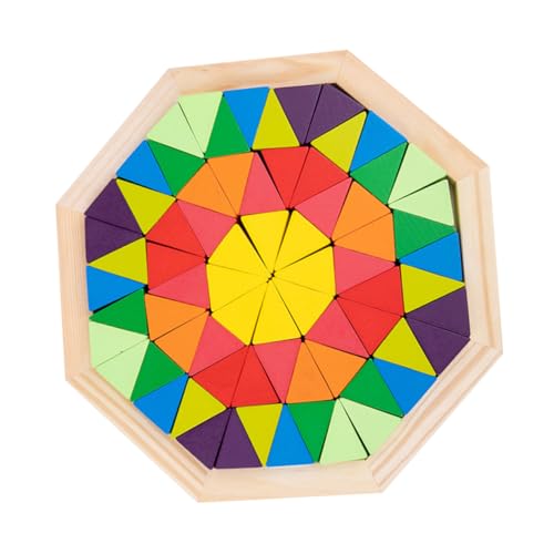 Kisangel Holzbausteine Pädagogisches Lernspielzeug für Vorschulkinder Bunte Jigsaw Puzzles aus Natürlichem Holz Fördert Hand Augen Koordination und Kreativität für Jungen und Mädchen von Kisangel
