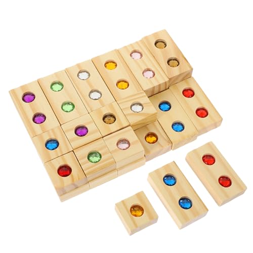 Kisangel Holzbausteine mit Edelstein Design Bunte Stapelblöcke für Fördert Kreativität Hand Auge Koordination und Logisches Montessori Lernspielzeug Teilig von Kisangel