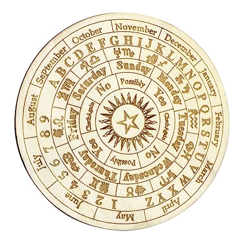Kisangel Holzdekorplatte klein Hexerei Astrologie Spiritboard Wünschelrute Weissagungswerkzeuge Wahrscheinlichkeit Weissagungszubehör Wahrsagetafel Buchsbaum Beige von Kisangel