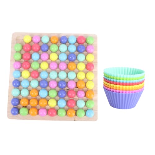 Kisangel Holzperlen Bunte Kugel Puzzle Pädagogisch Interaktives Kinderspielzeug Regenbogenfarben Fördert Denkfähigkeit und Farberkennung für Geburtstag Weihnachten von Kisangel