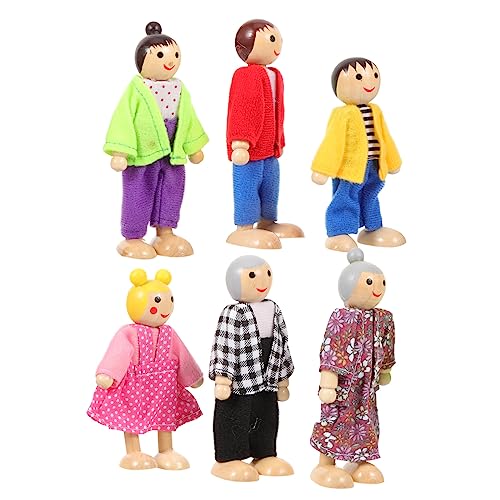 Kisangel Holzpuppenfamilie Bewegliche Mini Figuren Pädagogisch Flexibel und Sicher Puppenhaus Deko für Kreatives Rollenspiel Fördert Kommunikation und Fantasie von Kisangel