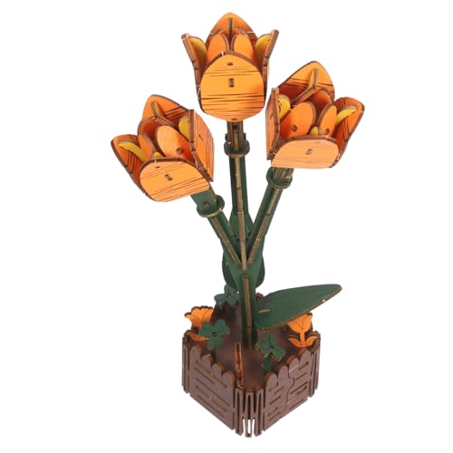 Kisangel Holzpuzzle Blumenstrauß Aus Holz Zum Basteln Blumenbausatz Aus Holz Tulpen Set Für Den Schreibtisch Tulpen Puzzle Aus Lernspielzeug Blumenpuzzle DIY Blumendekor Für von Kisangel