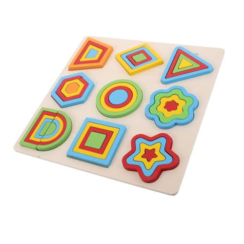 Kisangel Holzpuzzle für Kleinkinder Montessori Geometrisches Steckpuzzle Holzform Sortierer Farbenfrohes Lernspielzeug Fördert Feinmotorik Logisches Denken und Frühe Mathematik von Kisangel