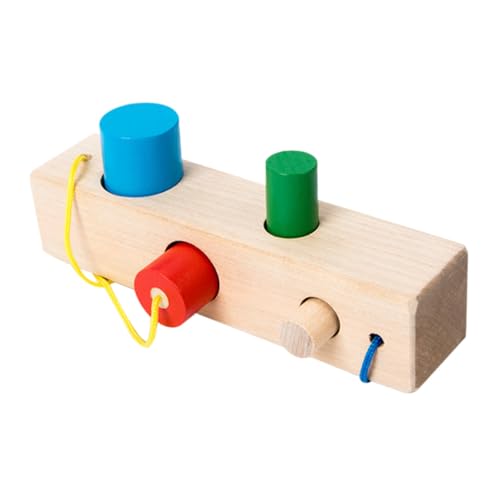 Kisangel Holzschnürung für Montessori Stapelblock mit Verschiedenen Formen Lernspielzeug Hand Augen Koordination Kompaktes und Farbenfrohes Design von Kisangel