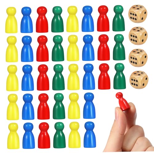 Kisangel Holzspielsteine Teilig Figuren mit Würfel Langlebig Robust Glatte Oberfläche Kinderfreundlich für Brettspiele Familie und Bildung von Kisangel