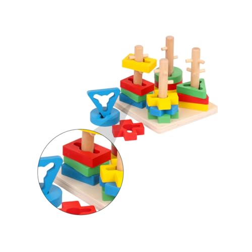 Kisangel Holzspielzeug Bausteine für Kleinkinder Ab Jahr Geometrische Formen Sortierspiel Pädagogisches Steckpuzzle zur Farberkennung und Motorikförderung Montessori Lernspielzeug von Kisangel
