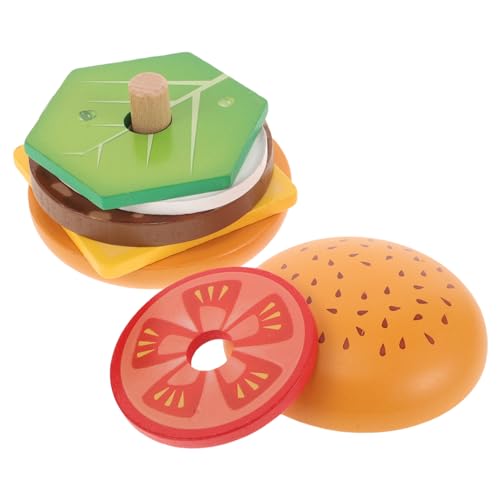 Kisangel Holzspielzeug Burger Für Stapelbares Rollenspiel Küchenset Sandwiches Fördert Feinmotorik Und Kreativität Für Interaktive Familienspiele von Kisangel