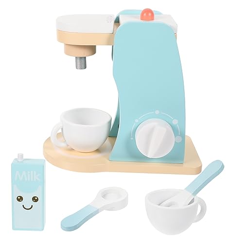 Kisangel Holzspielzeug Kaffeemaschine Spielset für Kleinkinder Sicheres Kindgerechtes Küchenzubehör aus Hochwertigem Holz Pädagogisches Rollenspiel für Jungen und Mädchen Fördert von Kisangel