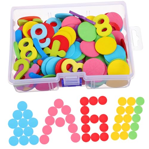 Kisangel Holzspielzeug Zahlenrechenzeichen Farbige Scheiben Lernspielzeug Vorschule Inklusive Aufbewahrungsbox Montessori Fördermaterial Mathematik Ab Jahre von Kisangel