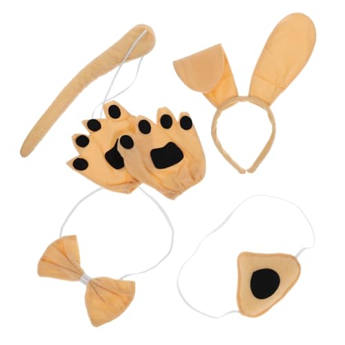 Kisangel Hundekostüm Set Niedliches Welpen Kopfschmuck und Kostümzubehör Weiches Komfortables Material für Fasching Theater und Partys Set in Hellem Gelb von Kisangel