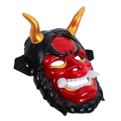 Kisangel Japanische Dämonenmaske mit Hörnern Gruselige Vollgesichts-hannya für Halloween und Cosplay-festivals Japanisches Teufelsdesign für Erwachsene Vielseitige Maskerade und von Kisangel