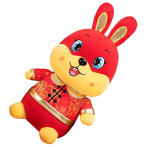 Kisangel Kaninchengefüllter Hasen Zur Bereicherung Von Kaninchen Knuddelig Sachen Plüschtiere Puppe Karikatur Figur Neujahrsvorräte Neujahrsdekoration Rot Kristallsamt von Kisangel