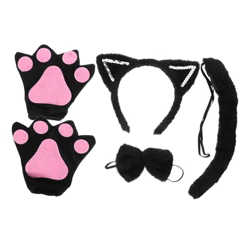 Kisangel Katzenohren Haarreif mit und Handschuhen Weiches Cosplay katzenkostüm Zubehör für Halloween Party Bühnenauftritt Bequemes Material Modisch und Langlebig Geeignet als Foto von Kisangel