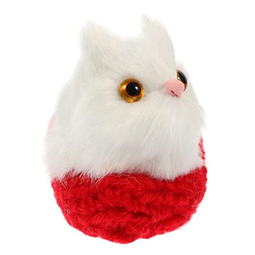 Kisangel Katzenschmuck für Katzen Haustier knuddelig Kätzchenspielzeug für Wohnungskatzen Plüsch für kinderspielzeug cat Toy Miniaturkatze Miniaturmodell Garn rot von Kisangel