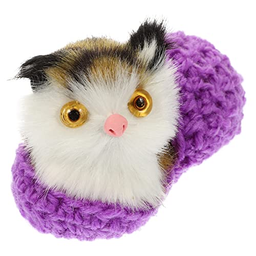 Kisangel Katzenschmuck knuddelig Katze Kuscheltier Plüsch für kinderspielzeug wohnzimmerdeko Multifunktionales Katzenspielzeug realistische Kuscheltiere Garn Violett von Kisangel