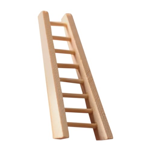 Kisangel Kleine Holzleiter Kleines Puppenhaus Zubehör Mini-Leiter Mini-puppenhaus-graden-Modell Miniaturfiguren Puppenhaustreppe Mini-puppenhaus-zubehör Möbelmodell Khaki von Kisangel