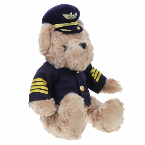 Kisangel Kleiner Plüschpilot Bär mit Detailreichem Outfit Kuscheliges Stofftier für Junge Mädchen und Kreatives Rollenspiel und Dekoratives für Partys und Babypartys von Kisangel