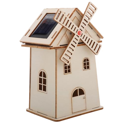 Kisangel Kleines Solar Holz Windrad zum Selbstgestalten Kreative DIY Bastelarbeit Einzigartiges Kunstobjekt Fördert Feinmotorik für Erwachsene Dekoratives Windmühlenhaus für Schreibtisch von Kisangel