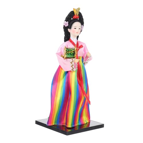 Kisangel Koreanische Handgemachte Puppe Stoff Alte Puppe Tischpuppe Koreanische Verzierung Koreanische Hanbok-Statue Koreanische Figuren Figur Einer Koreanischen Frau von Kisangel