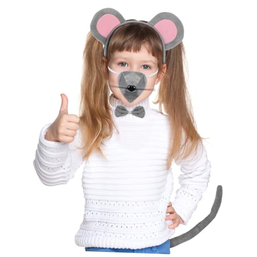 Kisangel Kostüm Set für Teiliges Set mit Mausohren Haarreif Schleife und Nase für Halloween Karneval Cosplay und Kostümpartys von Kisangel