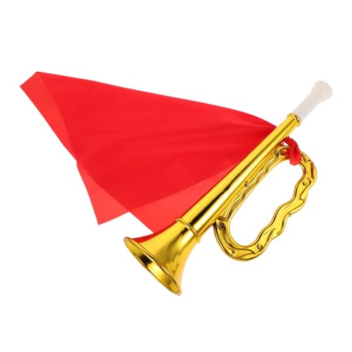 Kisangel Kunststoff Trompete Musikinstrument Leichtes Blasinstrument mit Roter Stoffdekoration für Anfänger Spielzeugtröte für Mädchen und Jungen Schulband Musikunterricht und von Kisangel