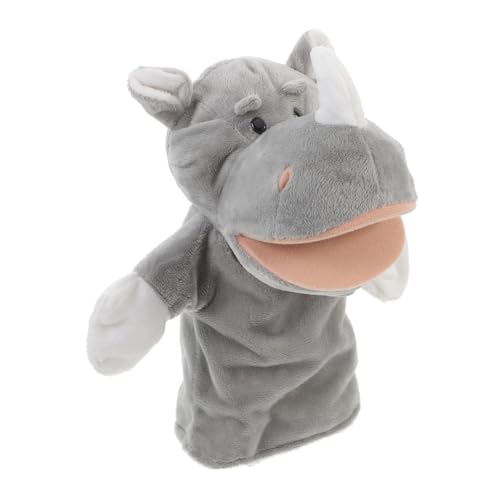 Kisangel Kuschelige Rhinozeros Handpuppe zum Erzählen von Geschichten Interaktives Plüschtier für Weiche Tier Handpuppe mit Offenem Mund Pädagogisches Rollenspiel für Kleinkinder von Kisangel