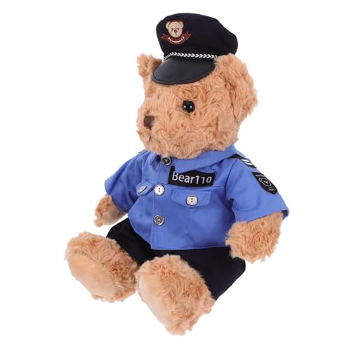 Kisangel Kuscheliges Plüschpolizeibär mit Uniform und Mütze Weiches Kleines Polizeibär Kuscheltier für Kinderzimmerdekoration und Spielspaß Sitzhöhe von Kisangel
