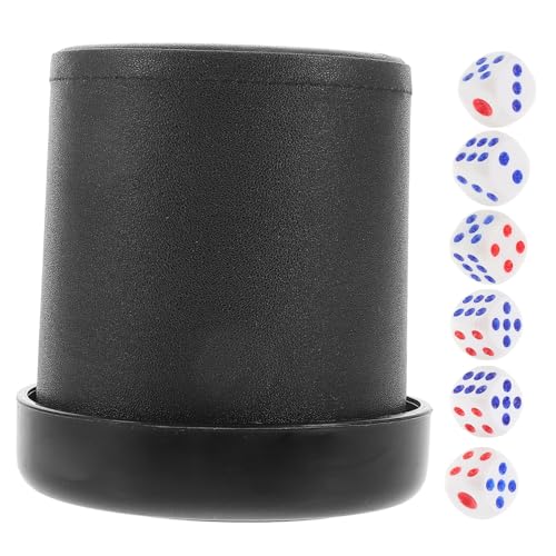 Kisangel Lärmarmer Würfelbecher Set mit Stand Geräuschreduzierender PU Leder Würfelbecher Leiser mit Basis für Familien und Partyspiele Professionelles Silent Dice Shaker Zubehör von Kisangel