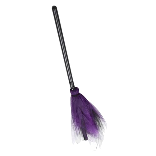 Kisangel Leichter Hexenbesen aus Kunststoff mit Netzdesign Halloween Kostüm Requisite für Tragbarer Hexenbesen für Halloween Cosplay Party und Fasching Farblich Sortiert Zufällige Farbe von Kisangel