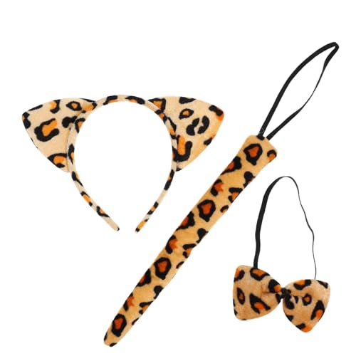 Kisangel Leopard Ears Stirnband Set mit Fliege und Kostüm Zubehör für Halloween Mottopartys und Cosplay Veranstaltungen Teiliges Set von Kisangel