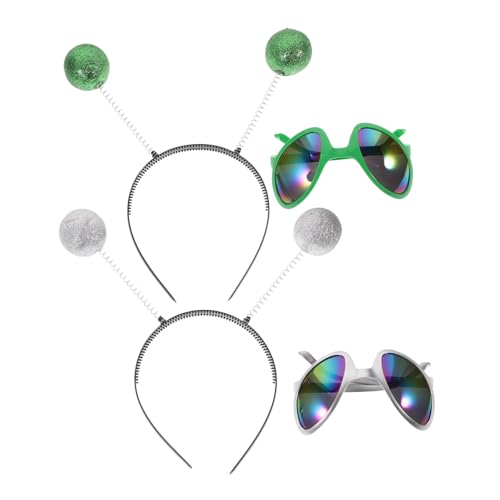 Kisangel Lustige Partybrillen Haarreif Bunte Cosplay Brillen und Silber grüne Kopfband Accessoires für Fasching Festival und Karneval von Kisangel