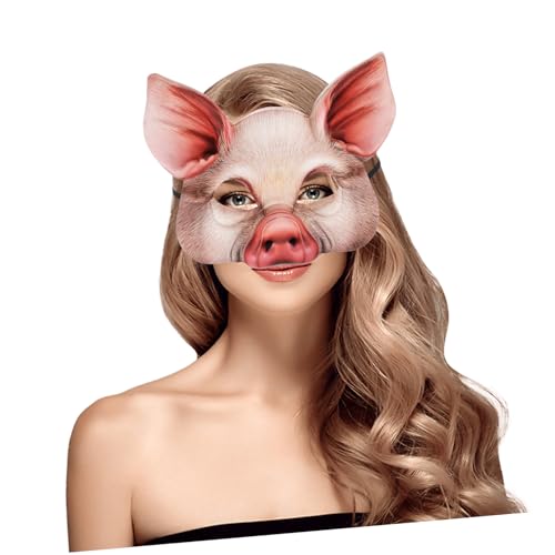 Kisangel Lustige Schweine-halbgesichtsmaske aus Leichtem Eva-material für Halloween und Karneval Wiederverwendbare Tierkostüm-maske für Erwachsene für Cosplay und Themenpartys von Kisangel