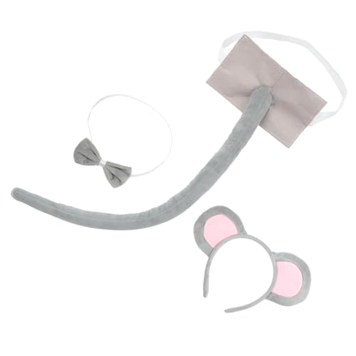 Kisangel Mäusekostüm Set mit Weichem Grauem Haarreif Filzschwanz und Schleife Dekoratives Tierkostüm Zubehör für Damen Mädchen Karneval Geburtstag Party von Kisangel