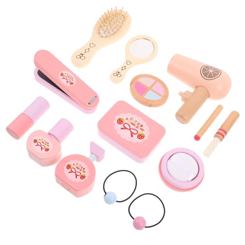 Kisangel Make -up -spielzeugset Cosmetics Toys Für Schminktisch Vanity Playset Für Mädchen Kinderkosmetikspielzeug Make-up Für Kleinkinder Vortäuschen Holz Rosa von Kisangel