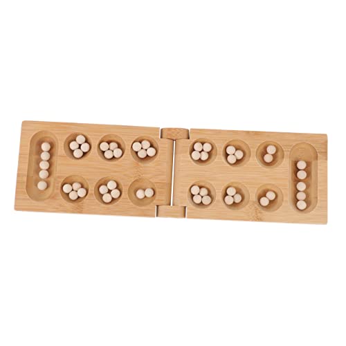 Kisangel Mancala Schachspiel aus Bambus Faltbar Logisches Denkspiel für Erwachsene Edukatives Strategiespiel Robustes Holzspielzeug Khaki von Kisangel