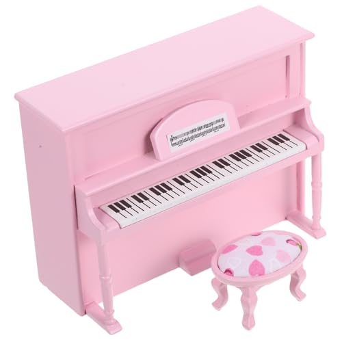 Kisangel Maßstab Elegantes Mini Klavier mit Hocker Realistisches Upright Piano Modell Kompaktes Musikinstrument Zubehör für Wohnzimmer und Kinderzimmer von Kisangel