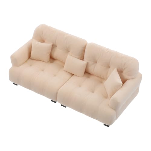 Kisangel Maßstab Plüsch Couch mit Kissen für Puppenhaus Wohnzimmermöbel Modernes Miniatur Möbelstück Puppenmöbel Dekor Accessoires Creamfarben Kisangel Maßstab Plüsch Couch mit Kissen für Puppenhaus Wohnzimmermöbel Modernes Miniatur Möbelstück Puppenmöbel Dekor Accessoires Creamfarben von Kisangel
