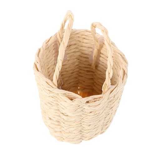 Kisangel Mini Aufbewahrungskorb Puppenhausmöbel Miniatur Rattankorb Miniatur Puppenhauszubehör Puppenhaus Minikorb Einkaufskorb Puppenhausbedarf Beige von Kisangel